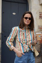 Camisa Marilou Rayas Multicolor Azul