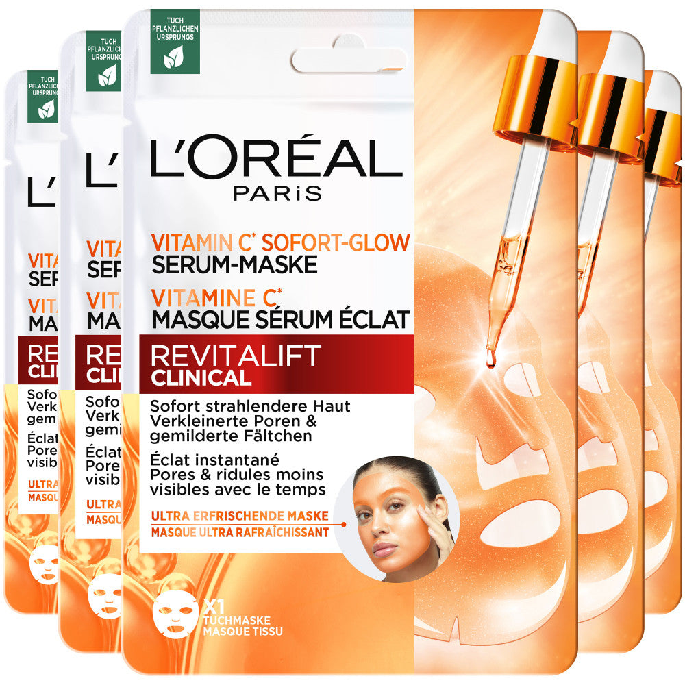 Pack of 5 - Sheet Masks - Revitalift Clinical Vitamin C Radiance Serum Mask