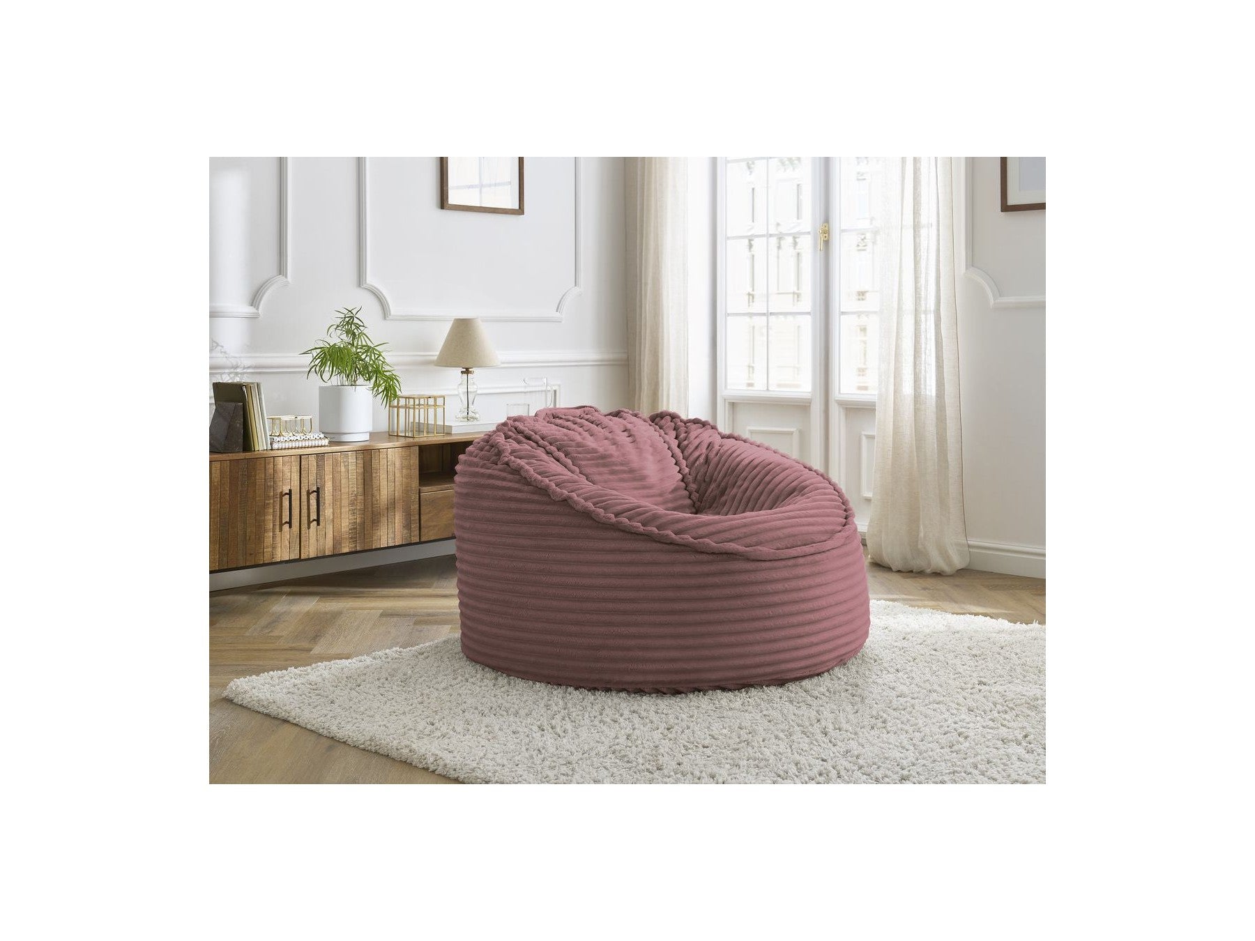 Socrate - Grand Pouf Ultra Moelleux - Velours Côtelé Doux