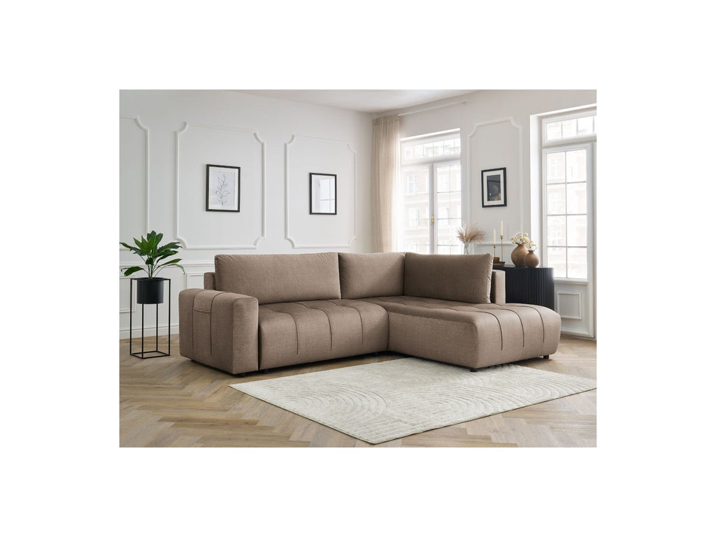 Arsene - L-shaped Convertible Corner Sofa with Storage - Velvet - Right-hand Corner