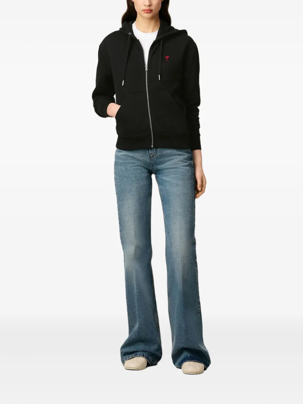 Ami Paris - Ami De Coeur Zipped Hoodie – Black