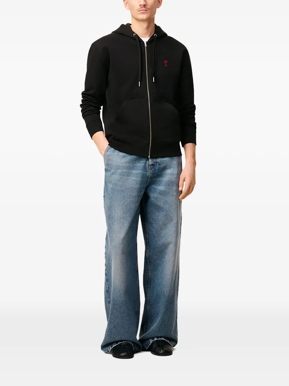 Ami Paris - Ami De Coeur Zipped Hoodie – Black