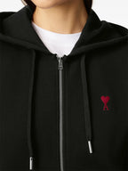 Ami Paris - Ami De Coeur Zipped Hoodie – Black