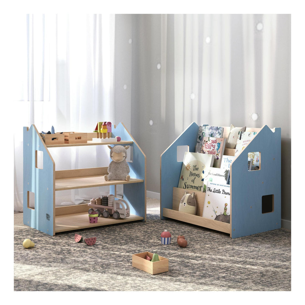 Bibliothèque Enfant – Bleu Clair & Rose