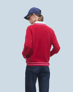 Jersey F con cuello redondo - Rojo oscuro - 100% Cashmere - Mujer