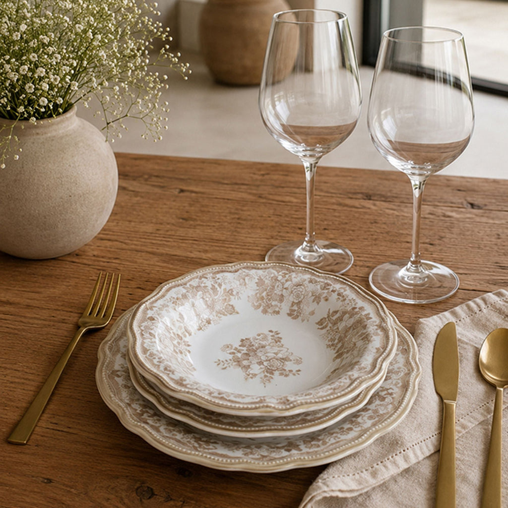 Faustine - 36-piece dinner service - Stoneware - Honey