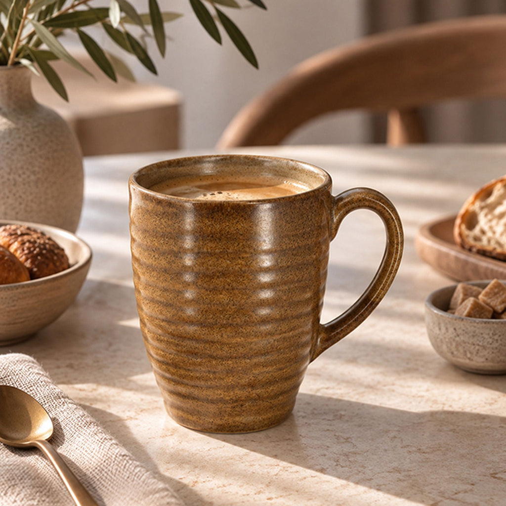 Turbolino - Juego de 6 tazas tipo mug - 37 cl - Gres - Caramelo