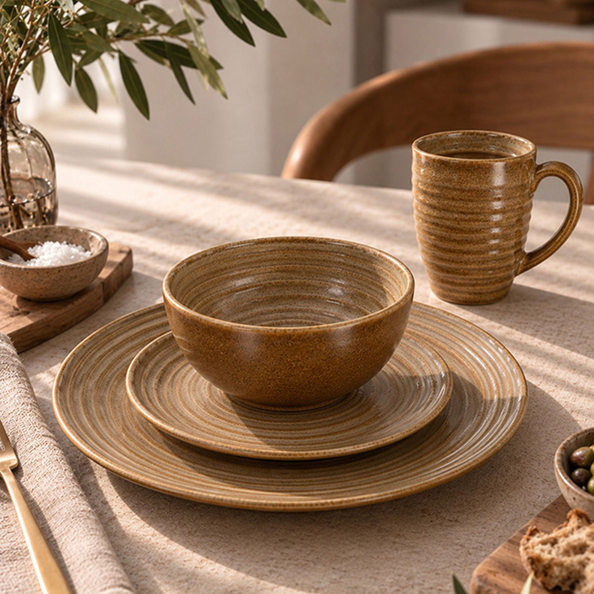 Turbolino - Juego de 6 tazas tipo mug - 37 cl - Gres - Caramelo