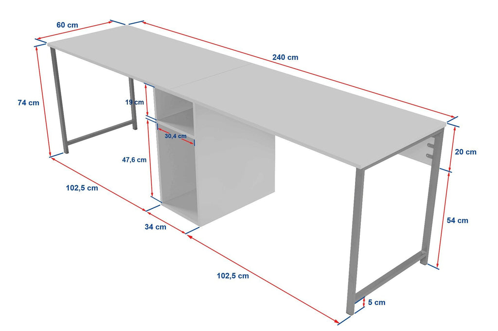Twin Study Desk - Escritorio - Atlantic Pine/Negro