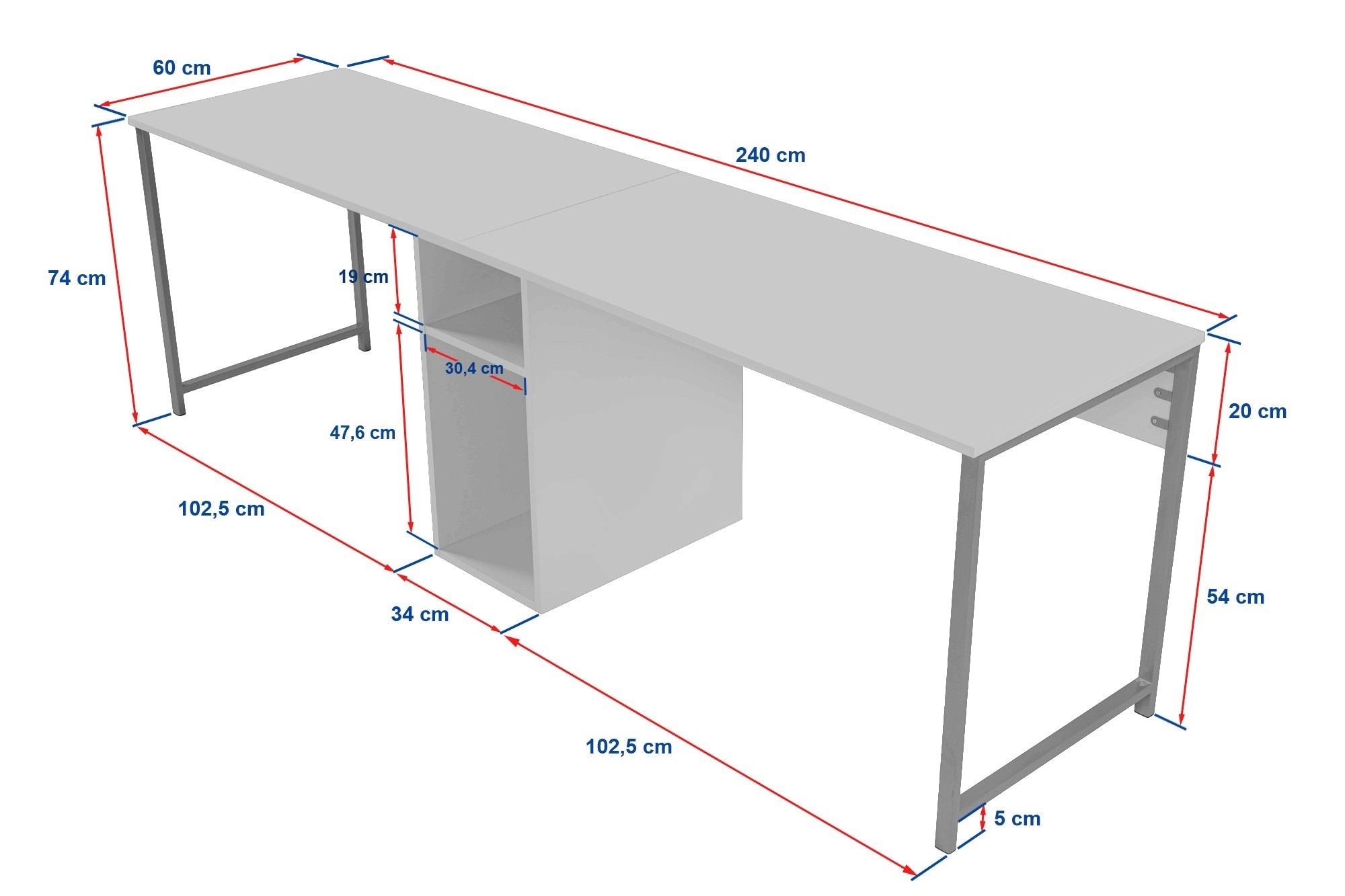 Twin Study Desk - Escritorio - Atlantic Pine/Negro