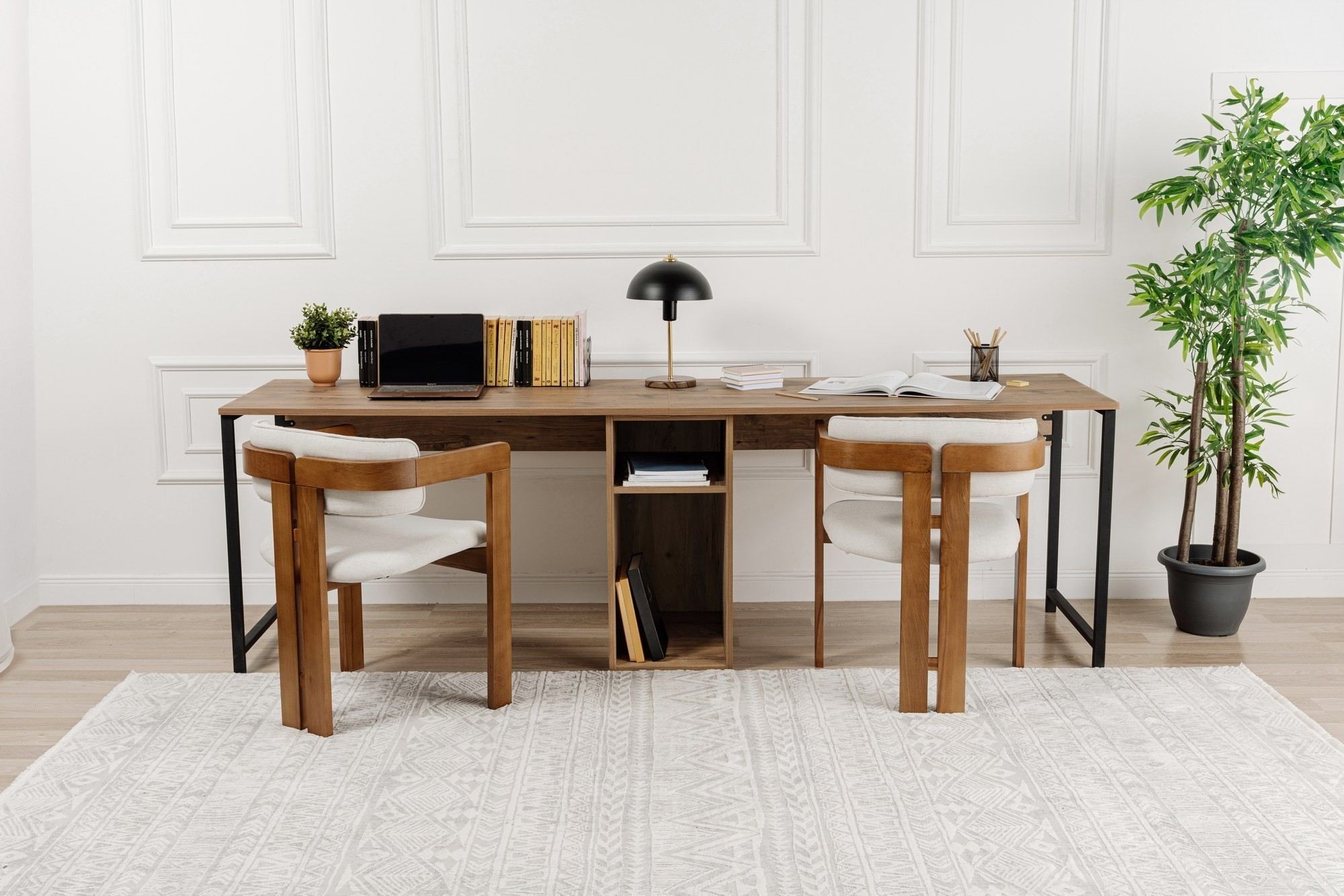 Twin Study Desk - Escritorio - Atlantic Pine/Negro