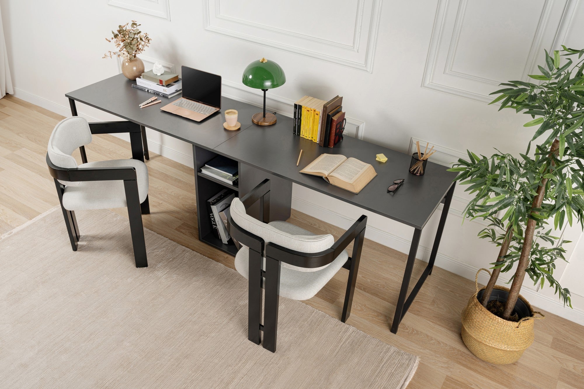 Twin Study Desk - Bureau - Anthracite/Noir