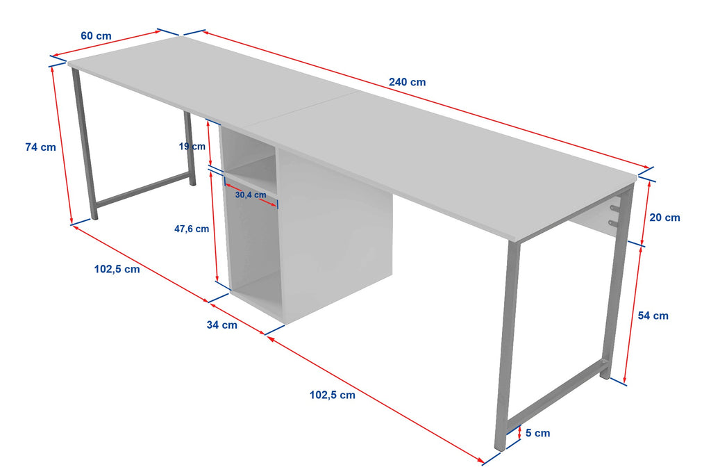 Twin Study Desk - Bureau - Anthracite/Noir