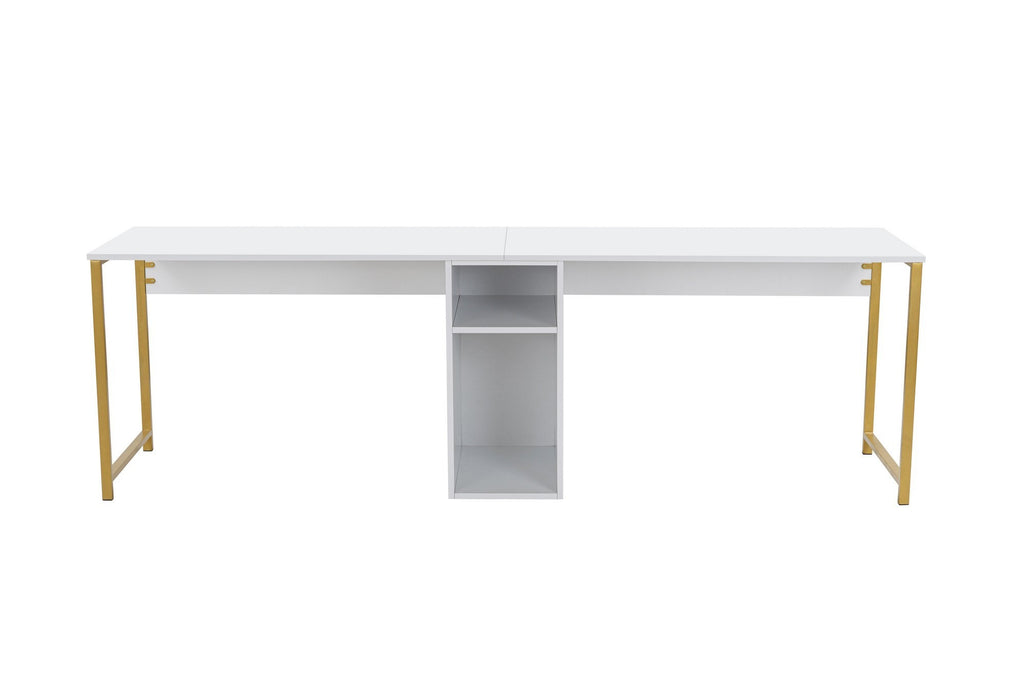 Twin Study Desk - Bureau - Blanc/Doré