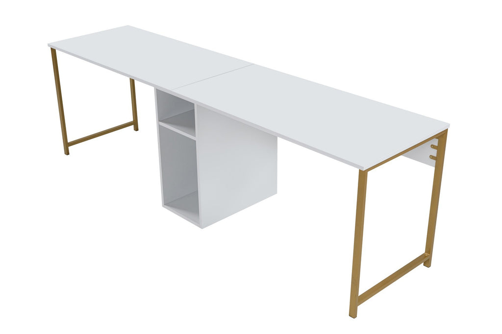 Twin Study Desk - Bureau - Blanc/Doré
