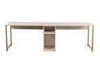 Twin Study Desk - Bureau - Travertine/Doré