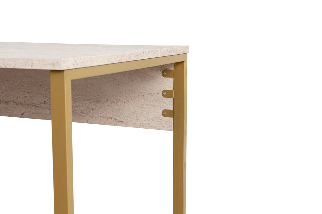 Twin Study Desk - Bureau - Travertine/Doré