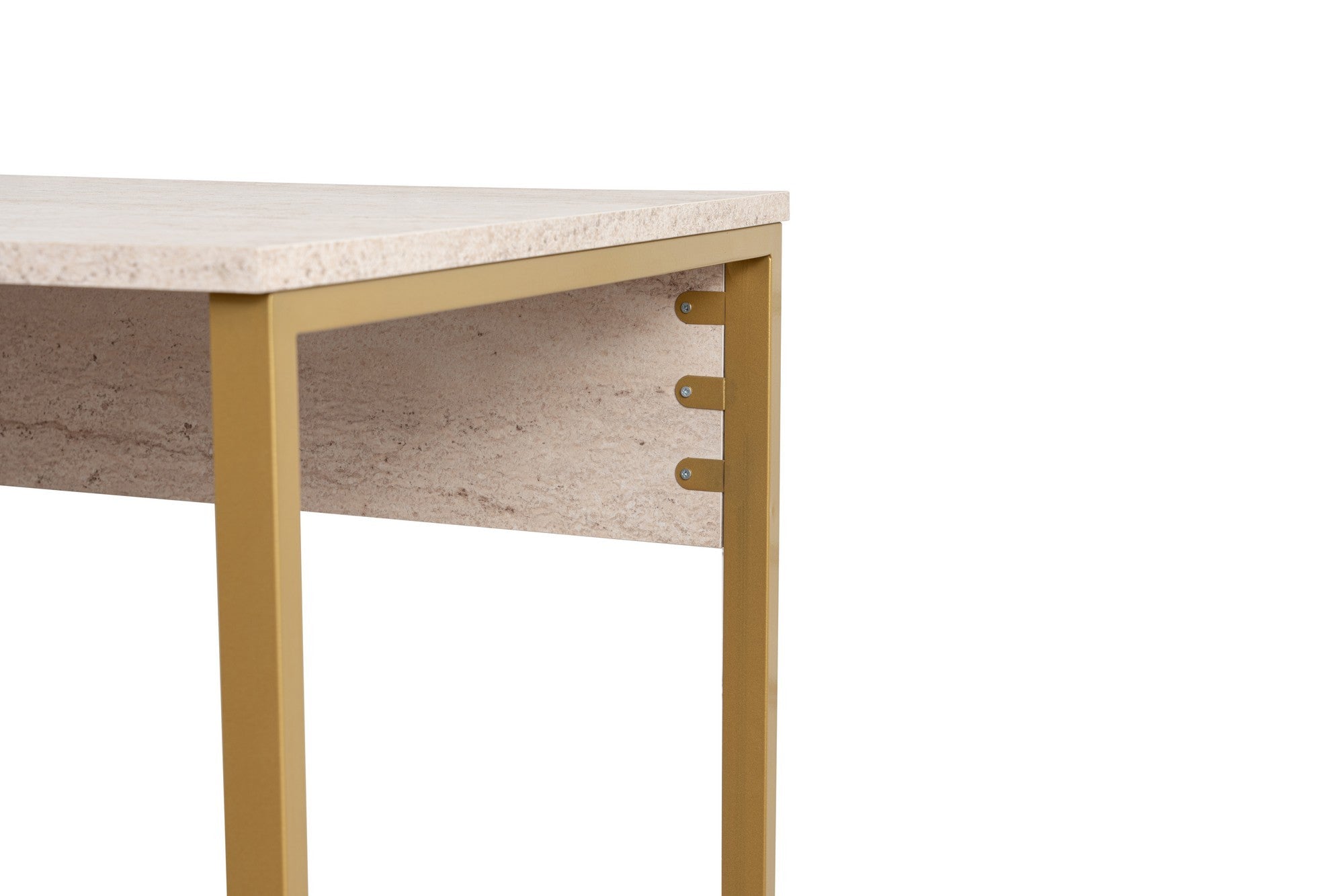 Twin Study Desk - Bureau - Travertine/Doré