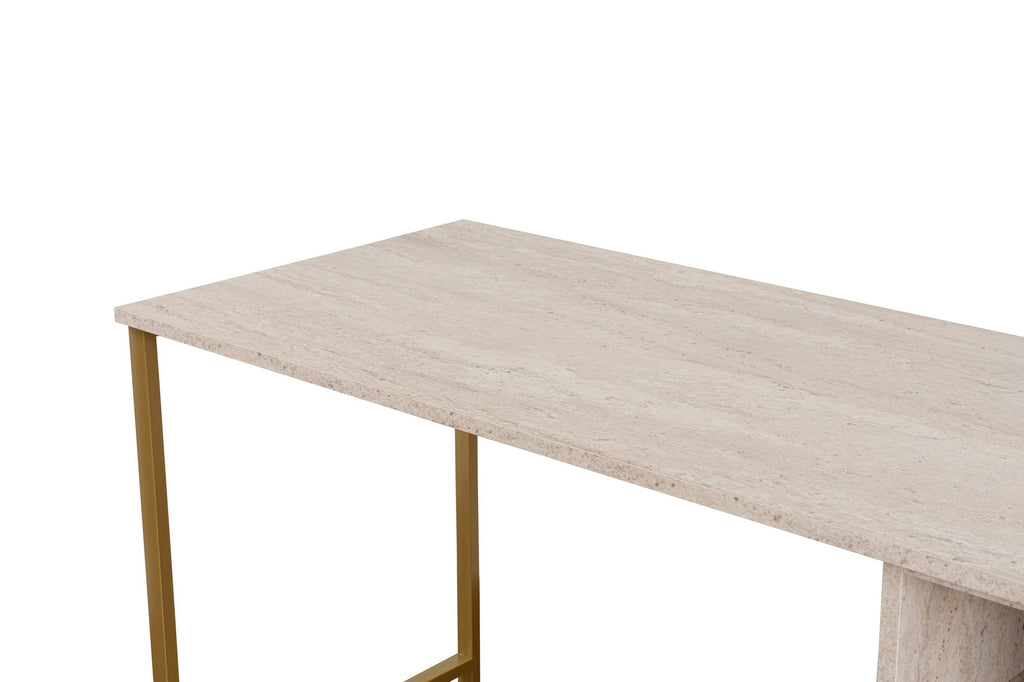 Twin Study Desk - Bureau - Travertine/Doré