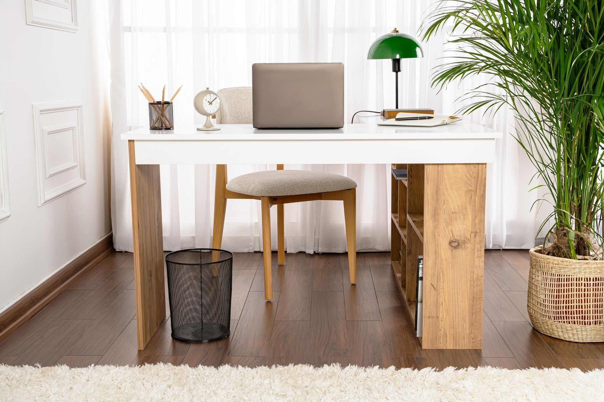 Vesper - Desk - White/Atlantic Pine