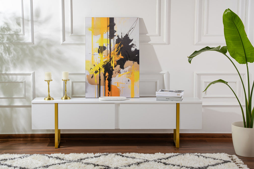 Serenity - TV Stand - White/Gold