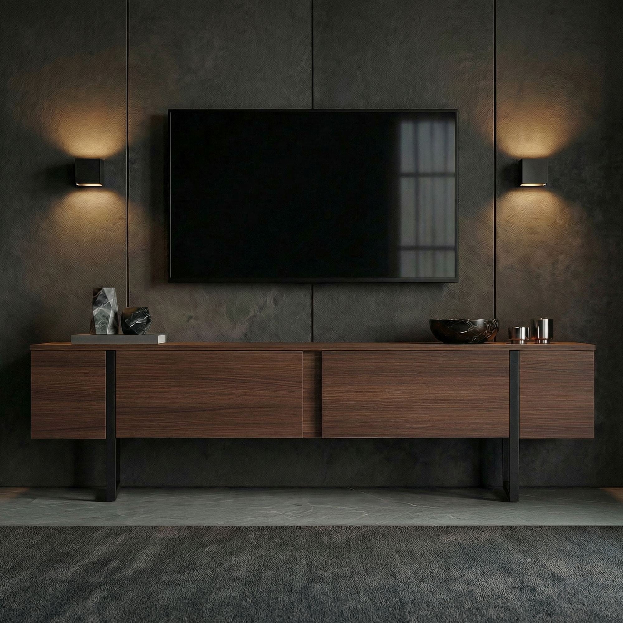 Onera - TV Stand - Milano Walnut/Black
