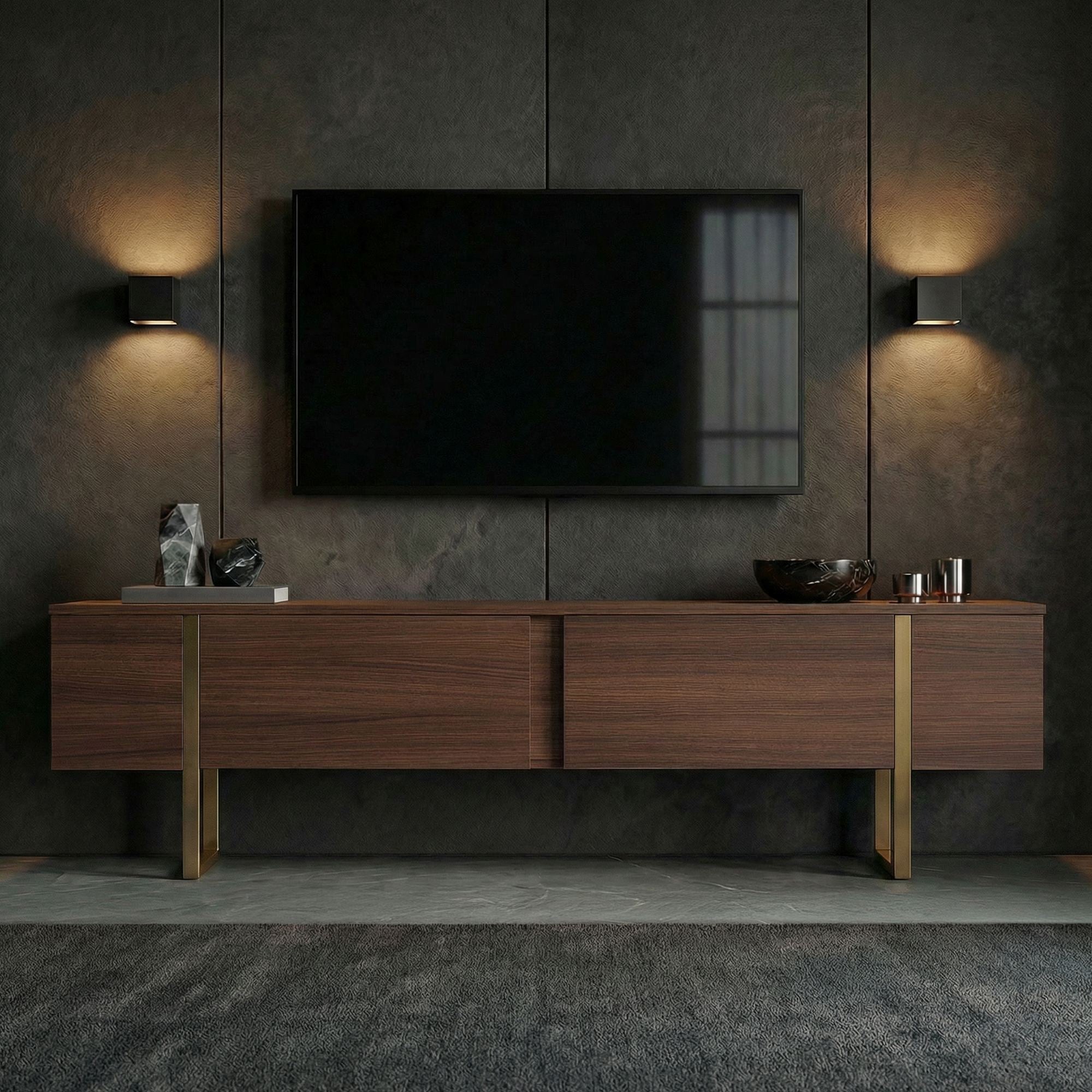 Onera - TV Unit - Milano Walnut/Gold