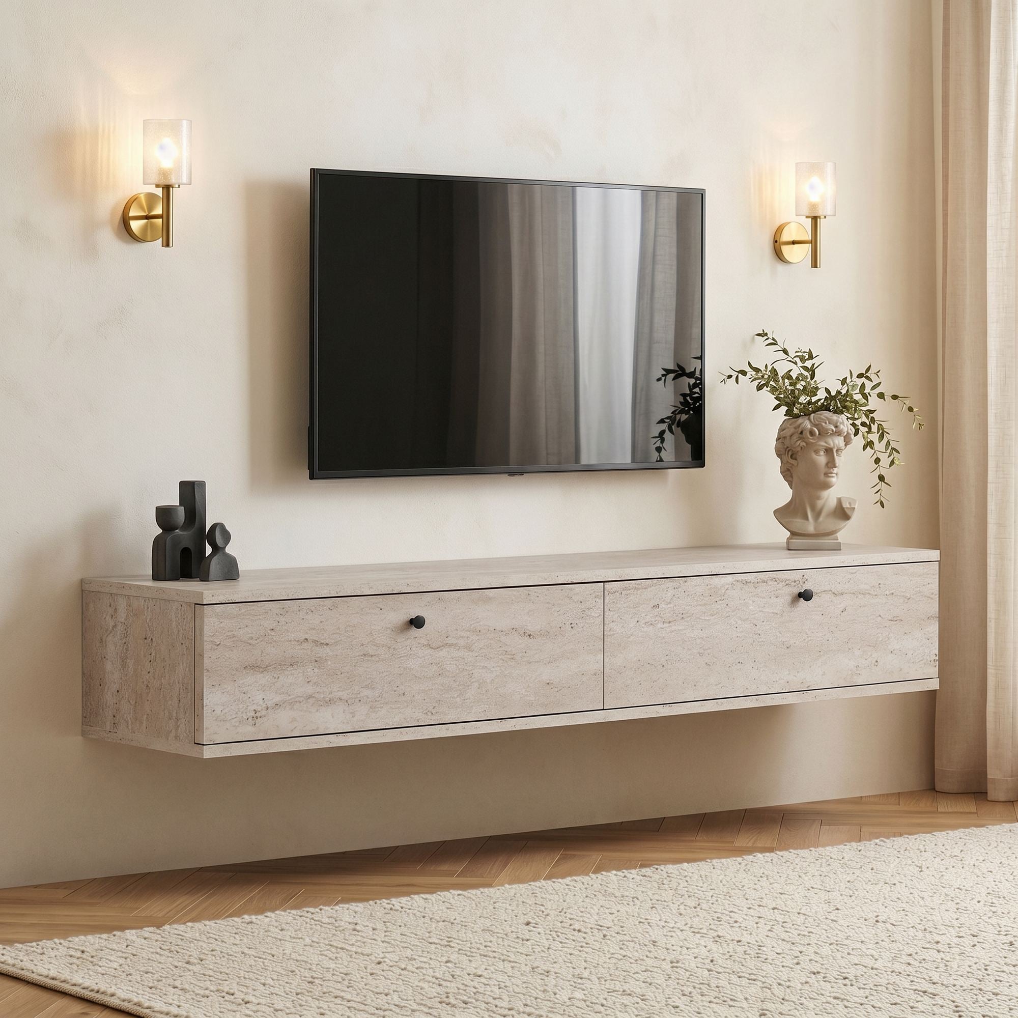 Muebles de TV Ligne 160 - Travertino