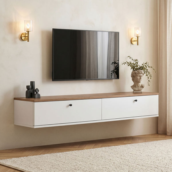 Mueble de TV Ligne 160 - Pino Atlántico / Blanco