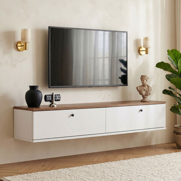 Mueble de TV Ligne 140 - Pino Atlántico / Blanco