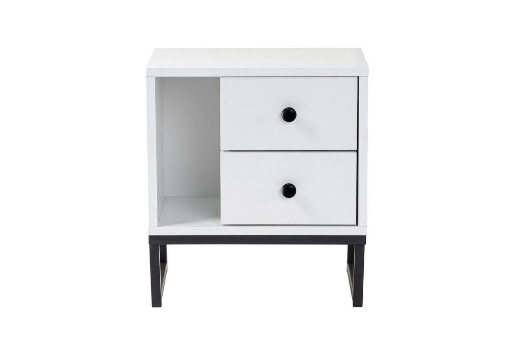 Glimmer - Bedside Table - White/Black