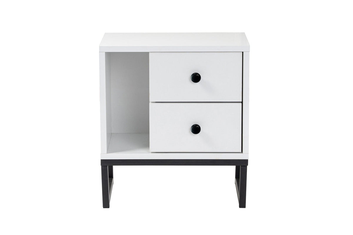 Glimmer - Bedside Table - White/Black