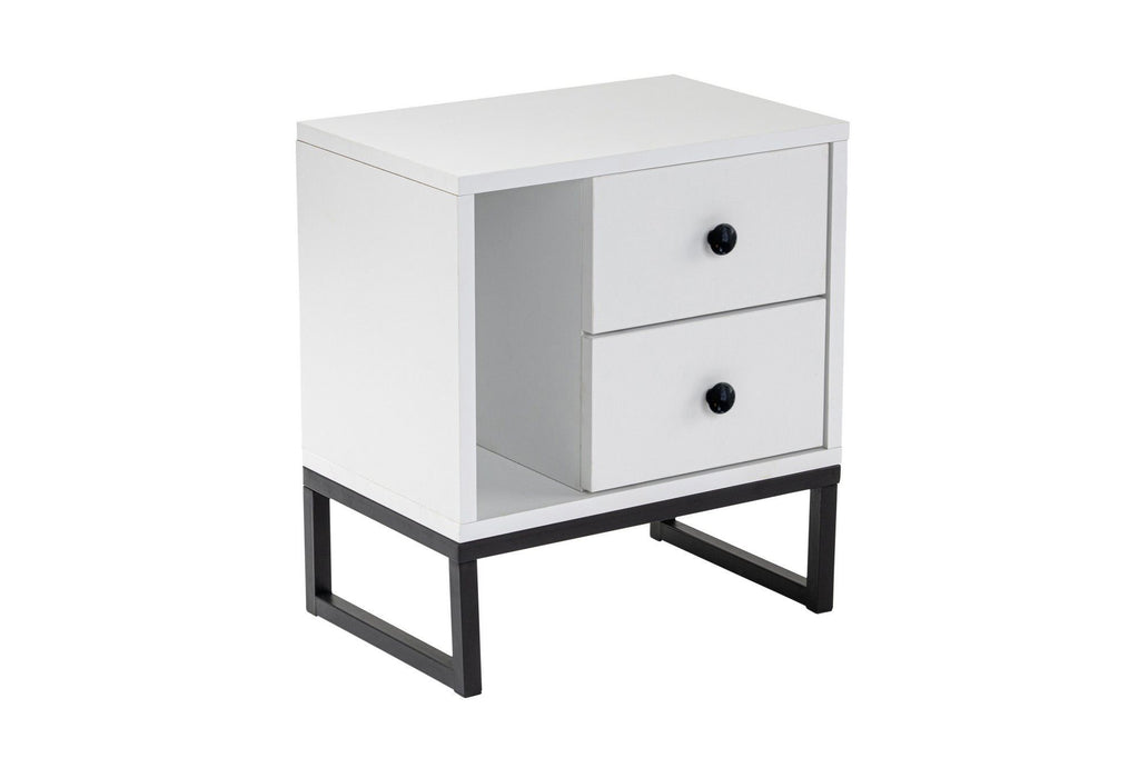Glimmer - Bedside Table - White/Black