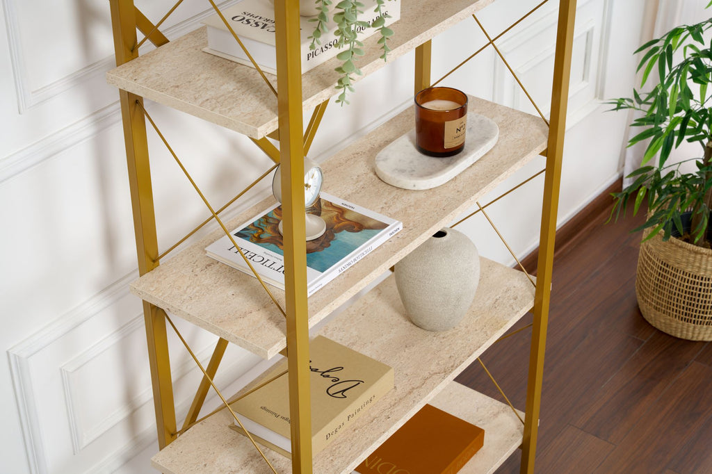 Elysian - Bibliothèque - Travertine/Doré