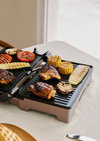 Stone Grill Easy - Grill & Presse-Panini Multifonction 1600W Ouverture À 180° - Moka