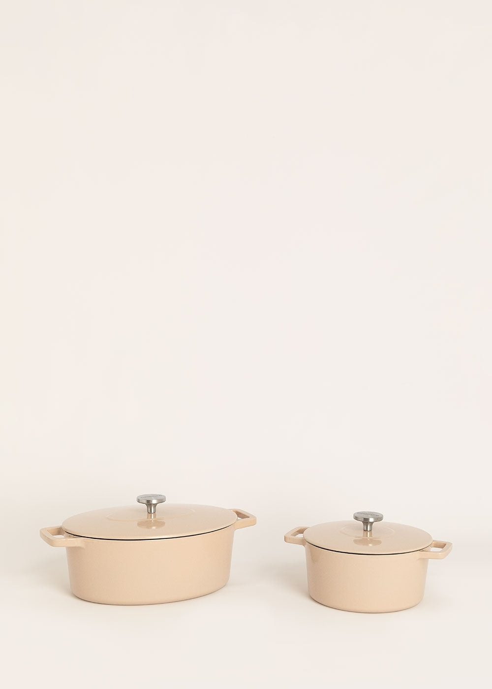 Iron Pot - Lot De 2 Cocottes En Fonte Émaillée - 2,6L & 4,66L - Sable