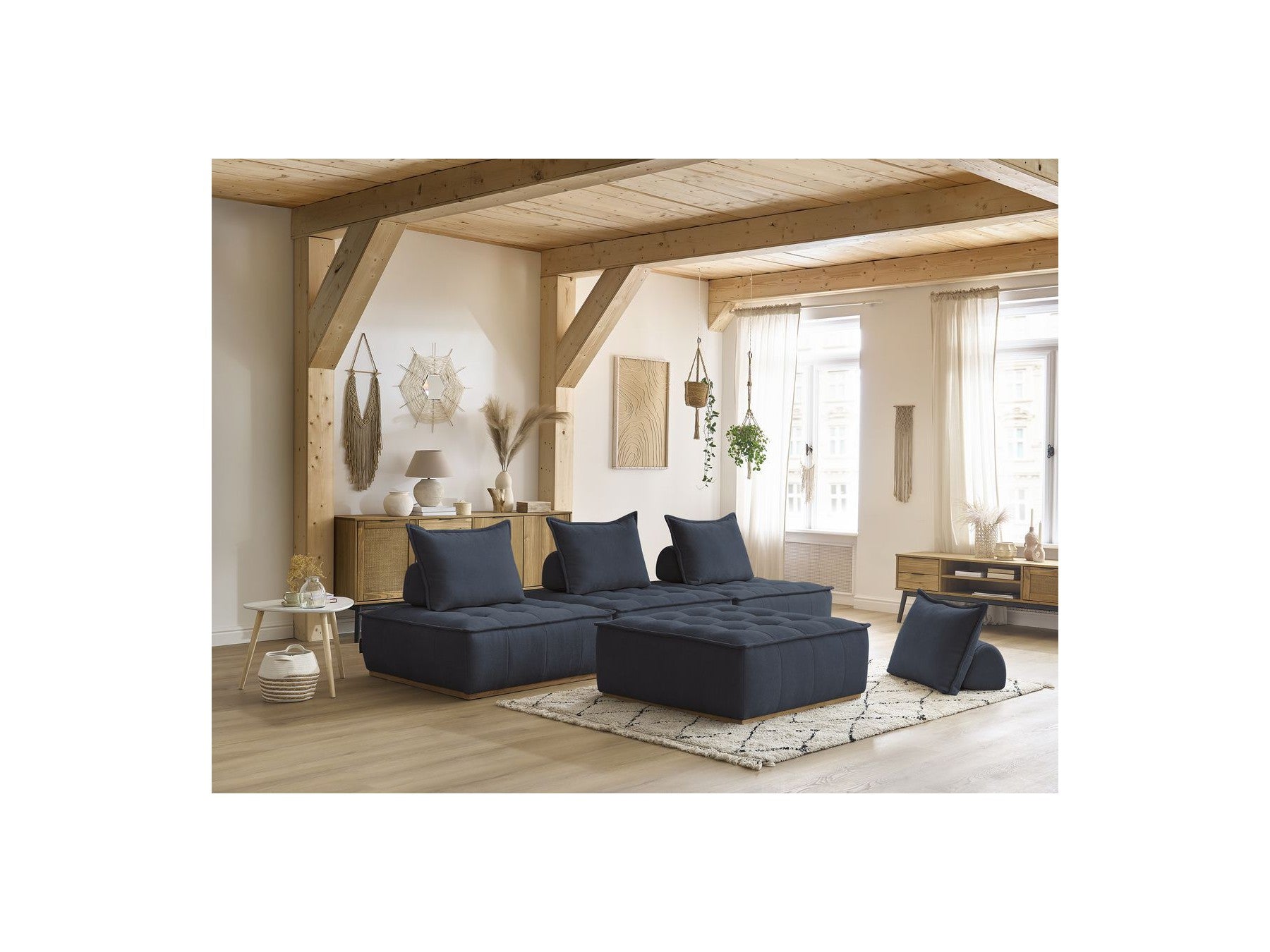 Modular Straight Sofa - Elisa - With 4 One-Seater Chairs