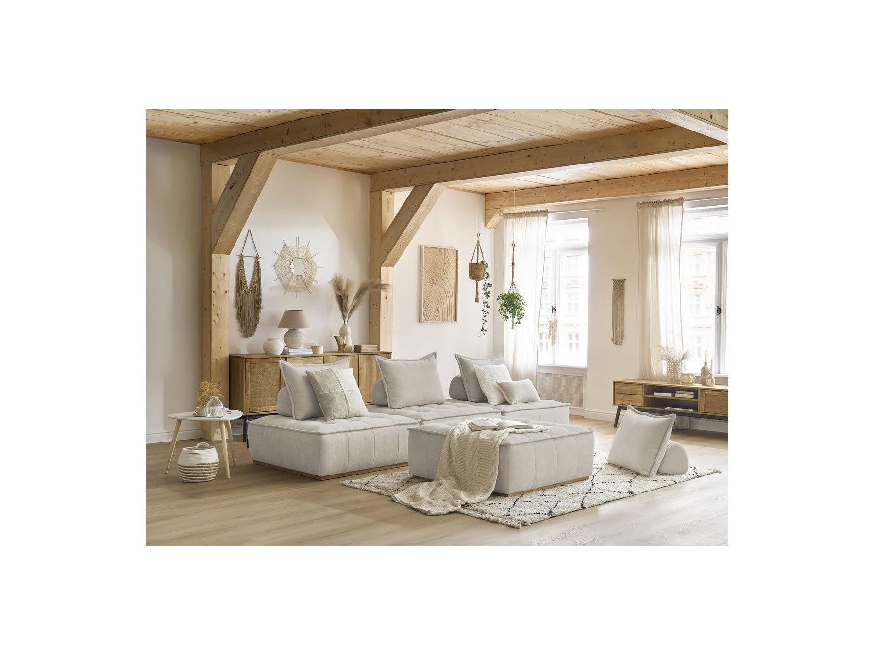 Modular Straight Sofa - Elisa - With 4 One-Seater Chairs