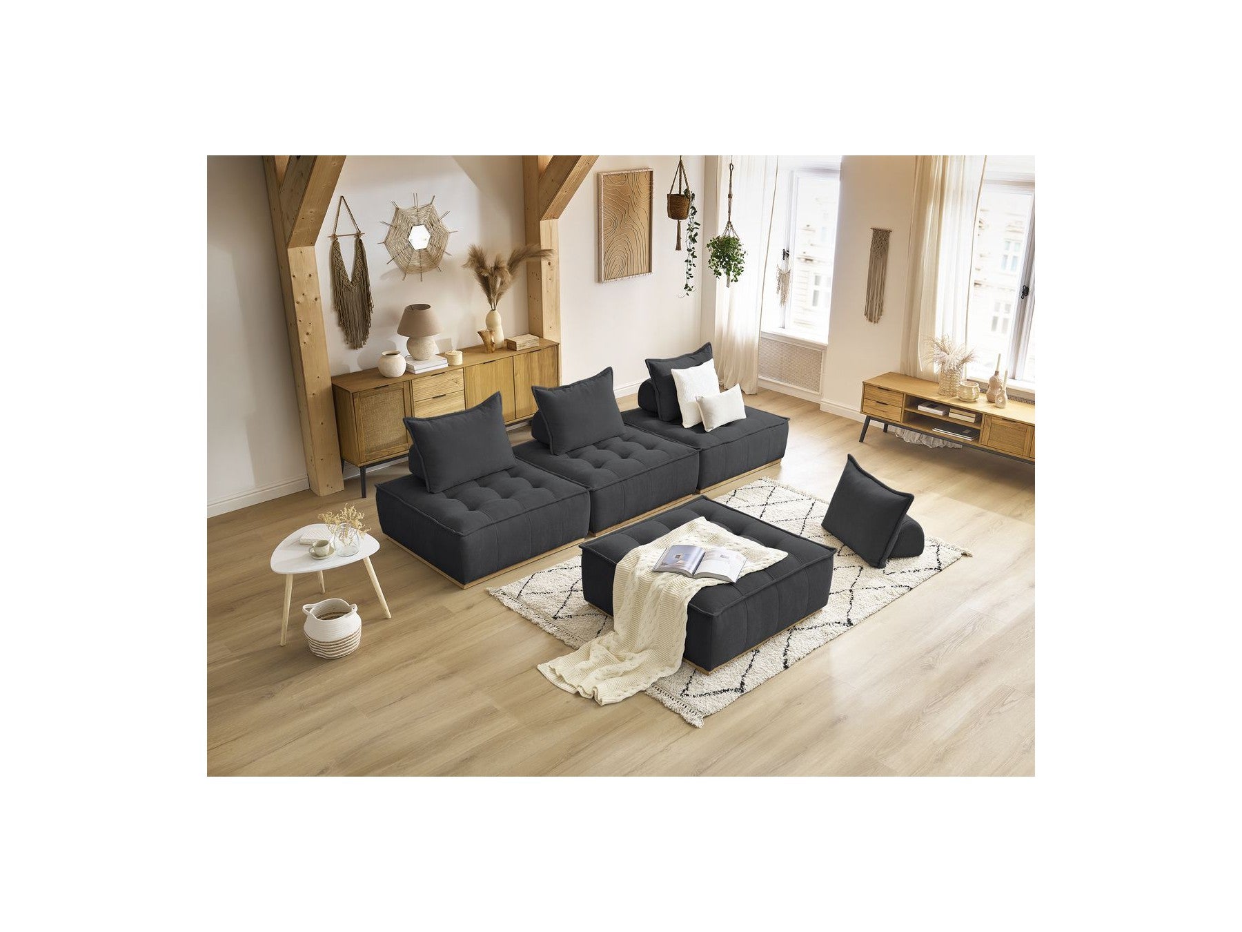 Modular Straight Sofa - Elisa - With 4 One-Seater Chairs