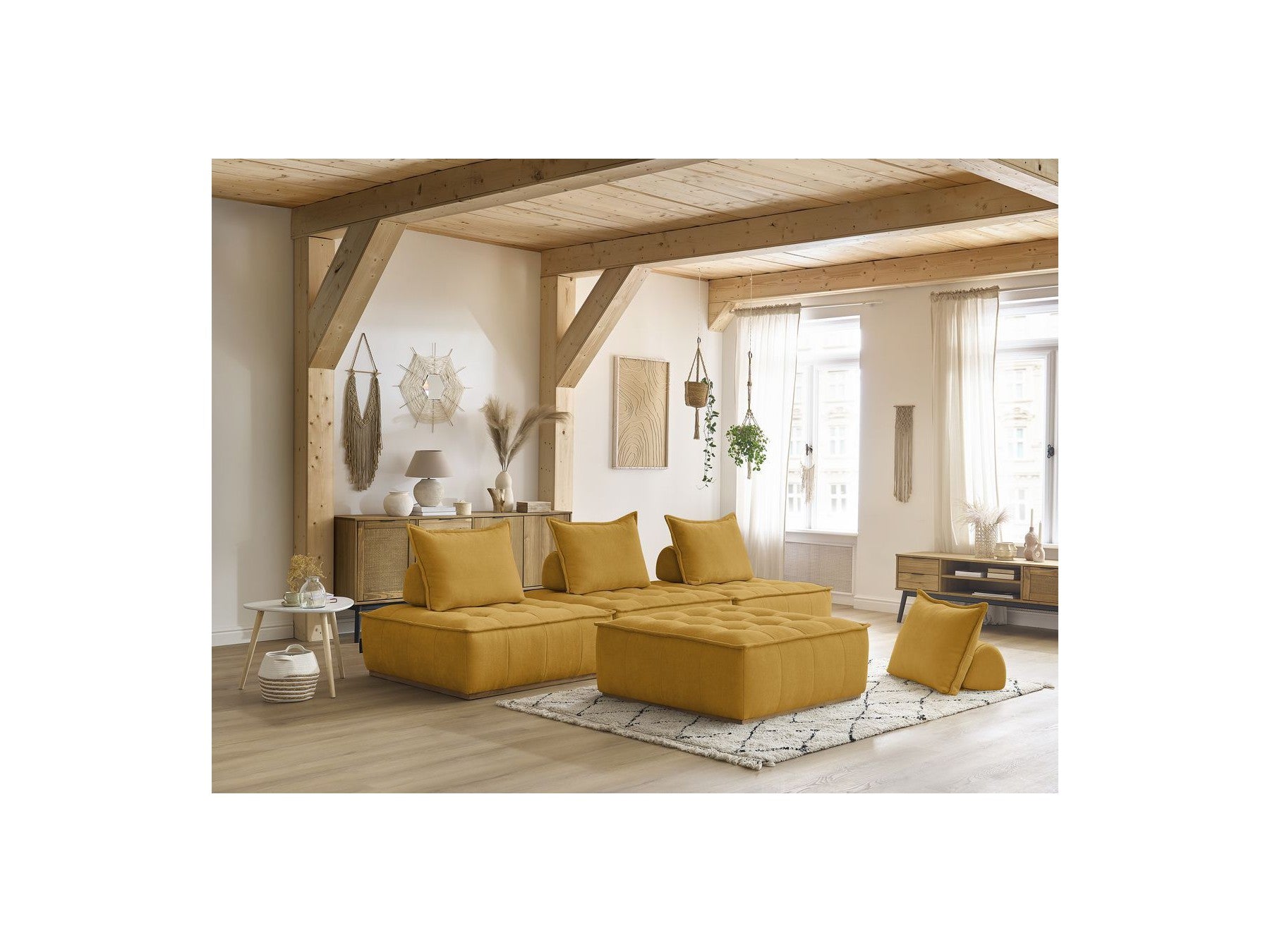 Modular Straight Sofa - Elisa - With 4 One-Seater Chairs