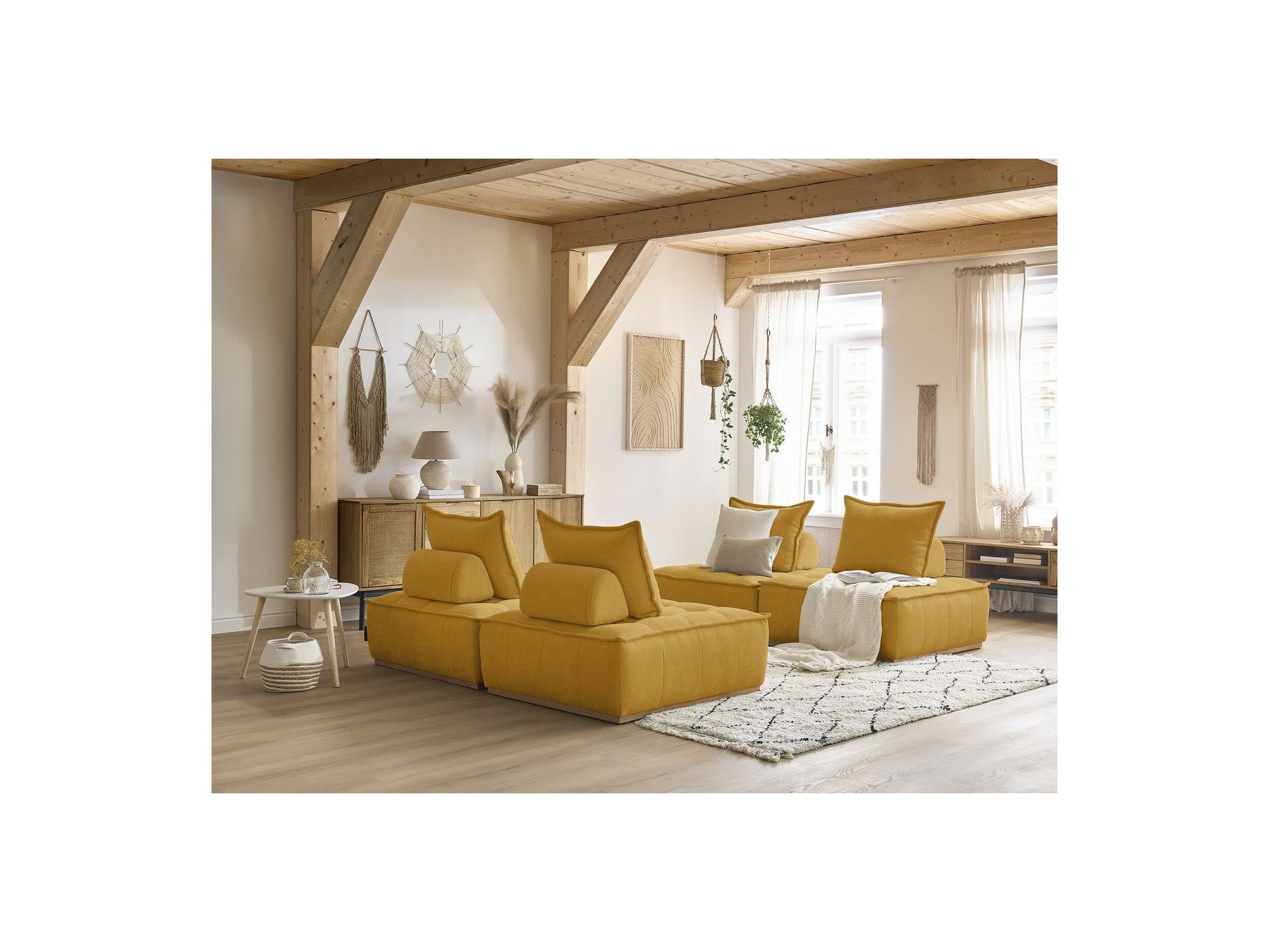 Modular Straight Sofa - Elisa - With 4 One-Seater Chairs