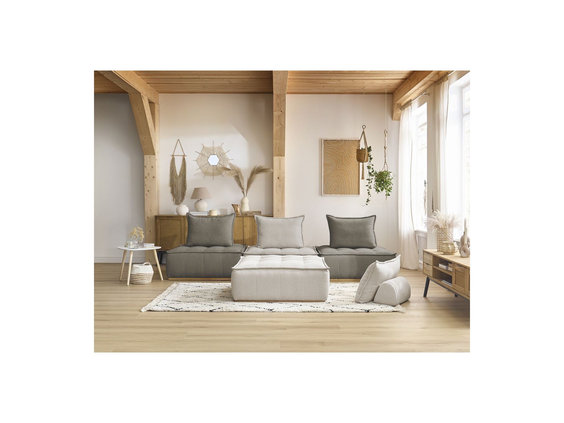 Modular Straight Sofa - Elisa - With 4 One-Seater Chairs