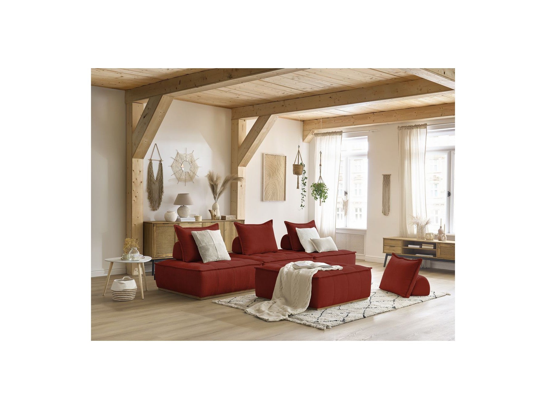 Modular Straight Sofa - Elisa - With 4 One-Seater Chairs
