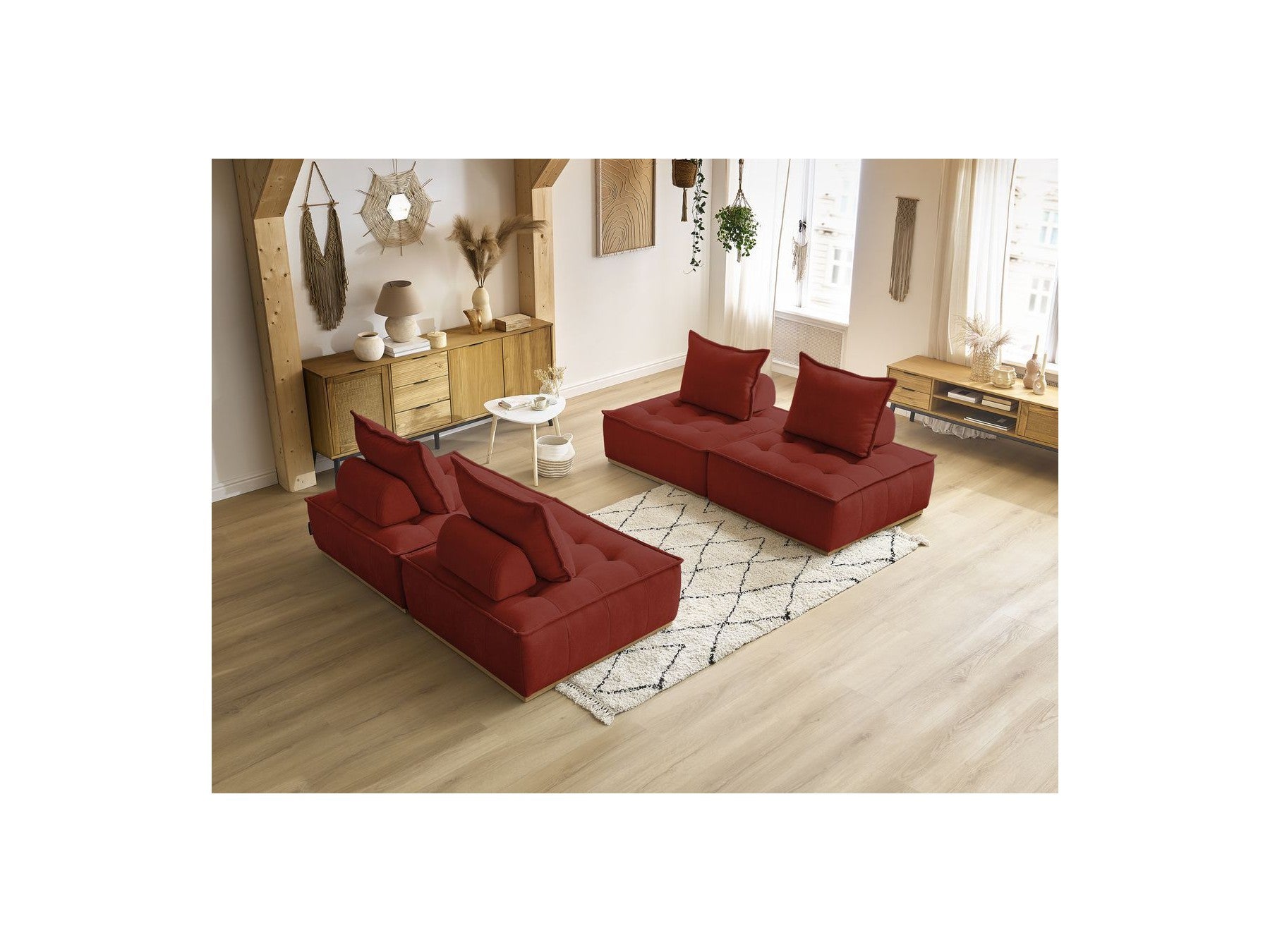 Modular Straight Sofa - Elisa - With 4 One-Seater Chairs