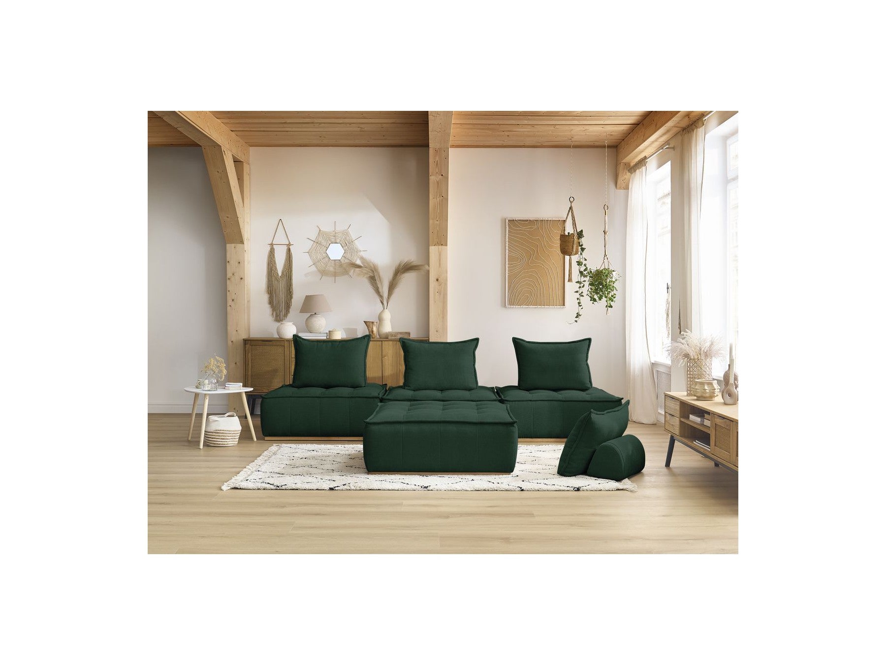 Modular Straight Sofa - Elisa - With 4 One-Seater Chairs
