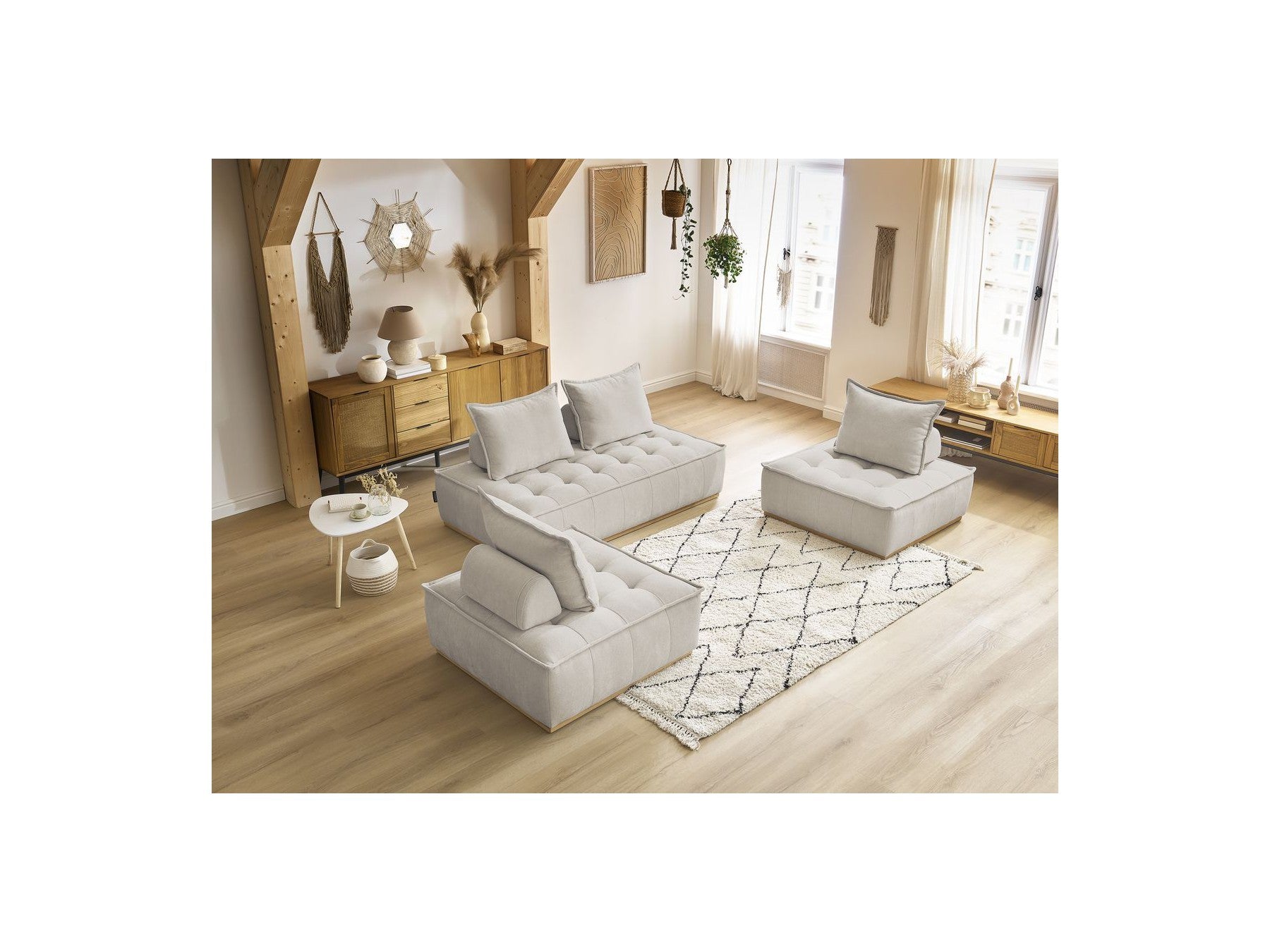 Elisa - Sofá Rinconero Modular - Con 2 Módulos de 1 Plaza + 1 Módulo de 2 Plazas