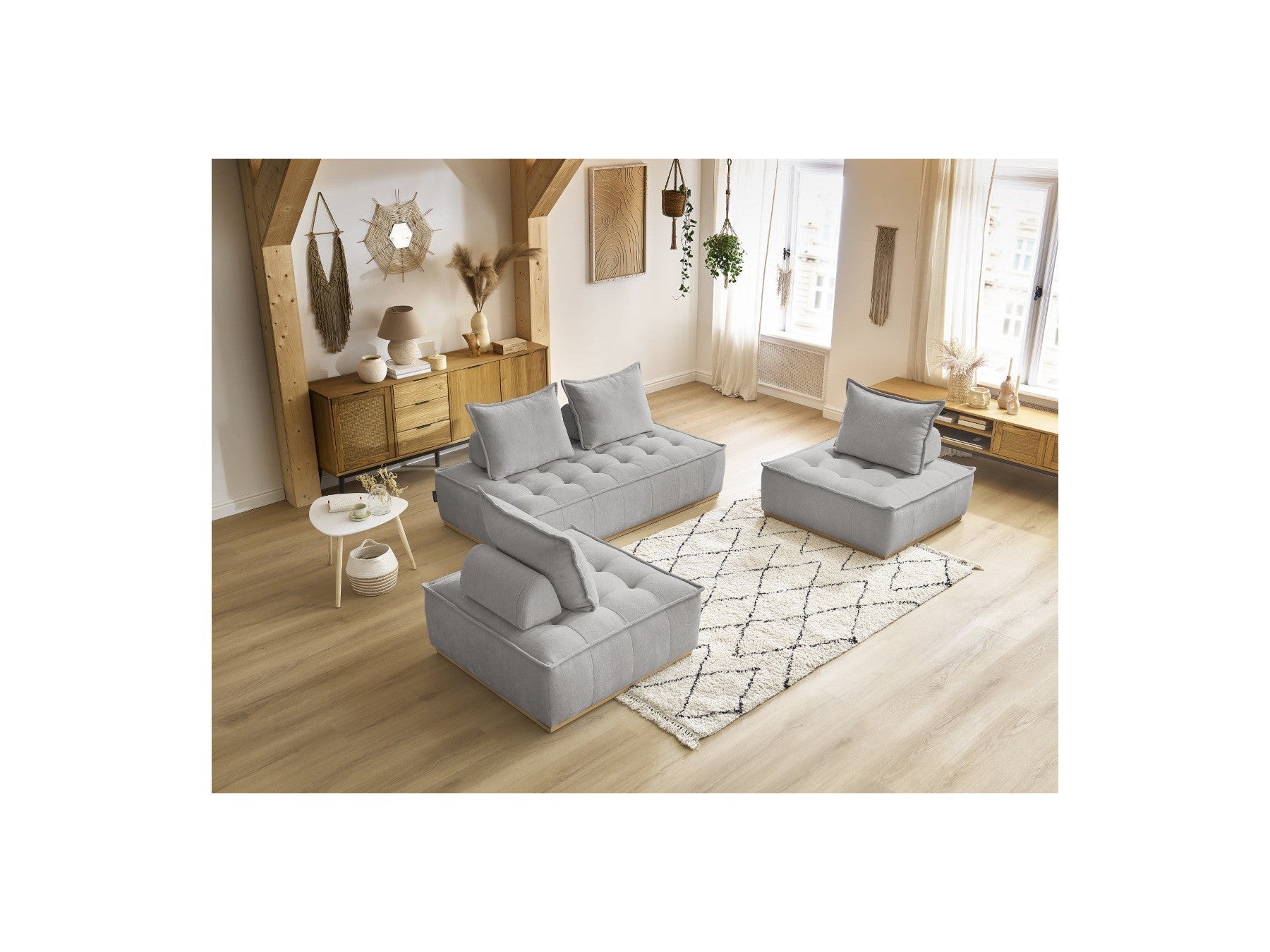 Elisa - Sofá Rinconero Modular - Con 2 Módulos de 1 Plaza + 1 Módulo de 2 Plazas