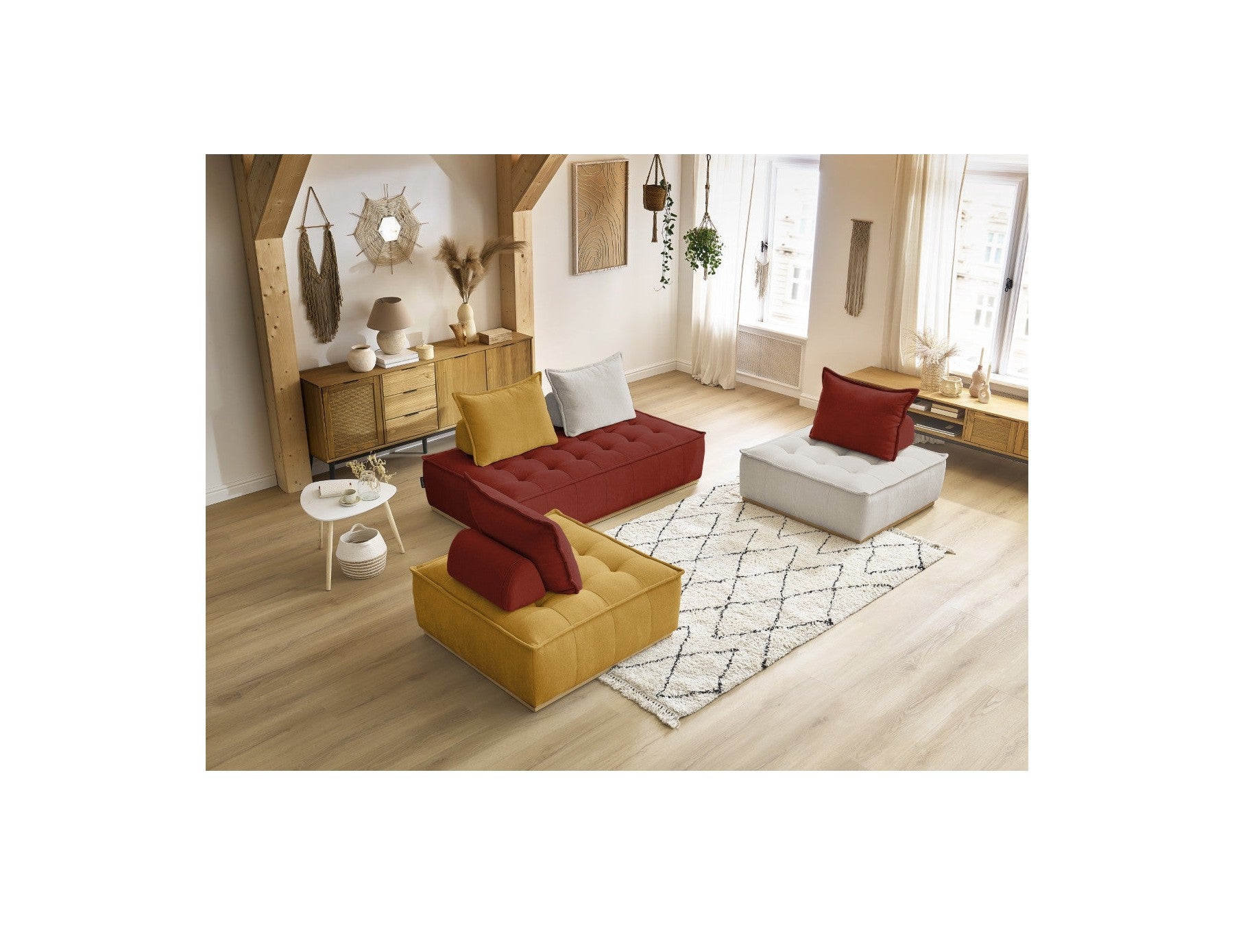 Elisa - Sofá Rinconero Modular - Con 2 Módulos de 1 Plaza + 1 Módulo de 2 Plazas
