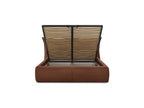Jade - Cama con arcón con cabecero efecto almohada - Pana gruesa suave