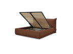 Jade - Cama con arcón con cabecero efecto almohada - Pana gruesa suave